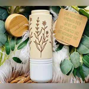 16oz Ceramic Mug w/ Bamboo Screen On Lid